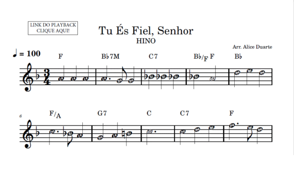 Tu És Fiel, Senhor - Partitura Facilitada