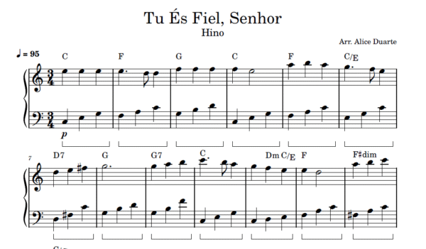 Tu És Fiel, Senhor - Partitura para Piano