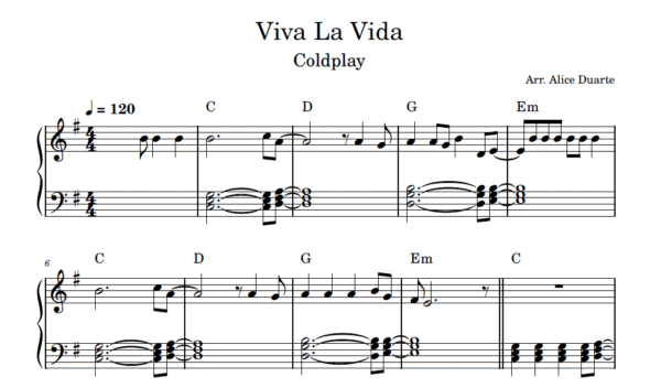 Viva La Vida - Partitura para Piano