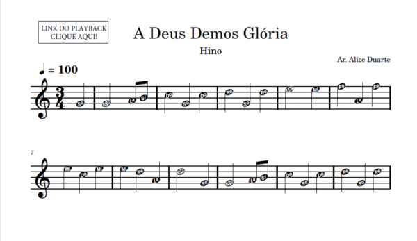 A Deus Demos Glória - Partitura para Instrumentos em Sib