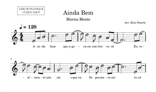 Ainda Bem -Partitura para Instrumentos em Sib