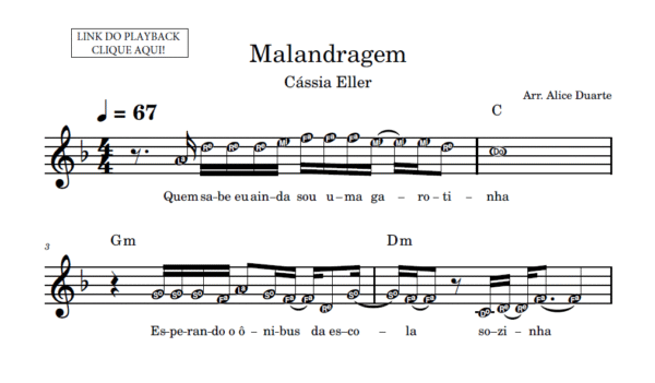 Malandragem - Partitura Facilitada