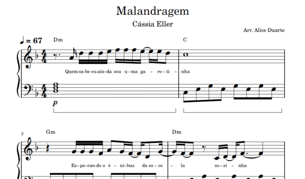 Malandragem - Partitura para Piano