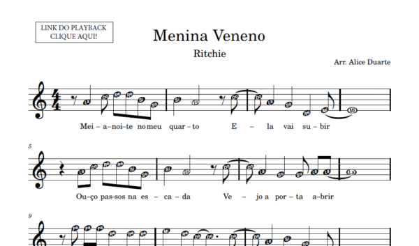 Menina Veneno -Partitura para Instrumentos em Sib