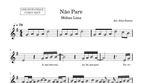 Não Pare - Partitura para Sax Alto