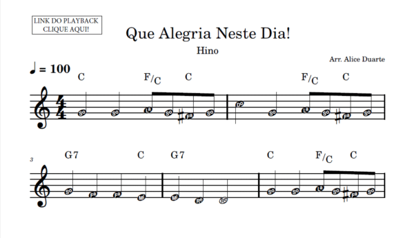 Que Alegria Neste Dia - Partitura Facilitada
