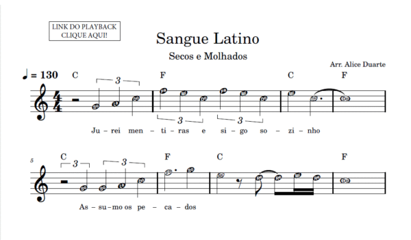 Sangue Latino - Partitura Facilitada