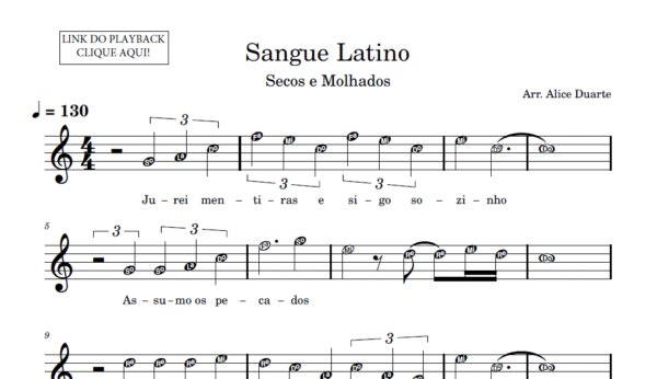 Sangue Latino - Partitura para Instrumentos em Sib