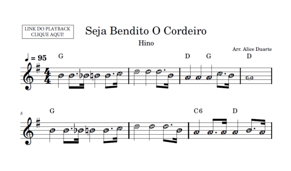 Seja Bendito O Cordeiro - Partitura Facilitada