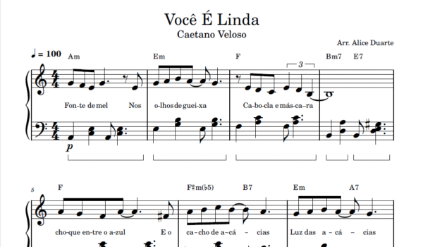 Você é Linda - Partitura para Piano