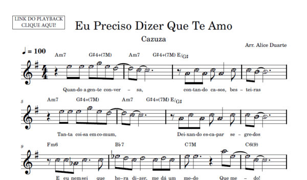Eu Preciso Dizer Que Te Amo - Partitura Facilitada