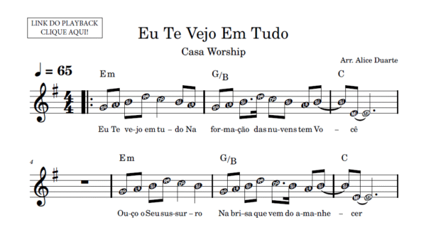 Eu Te Vejo Em Tudo - Partitura Facilitada