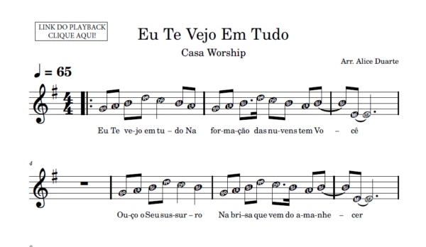 Eu Te Vejo Em Tudo - Partitura para Instrumentos em Sib