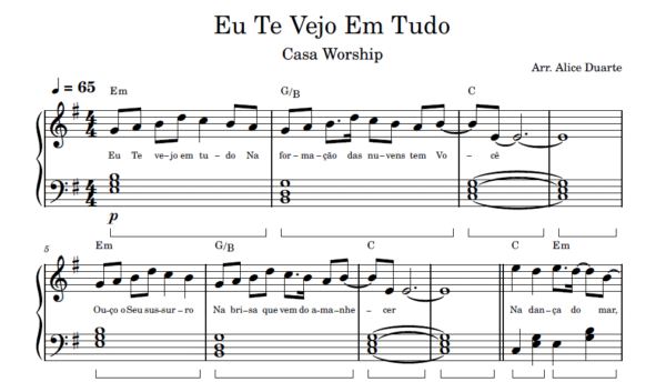 Eu Te Vejo Em Tudo - Partitura para Piano