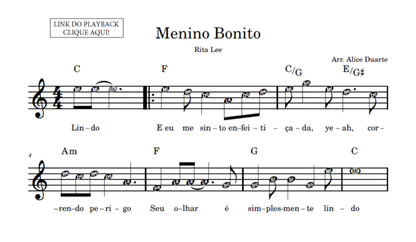 Menino Bonito - Partitura Facilitada