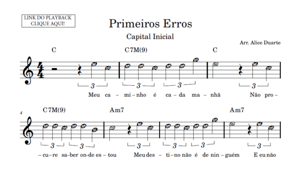 Primeiros Erros - Partitura Facilitada
