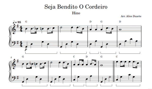 Seja Bendito O Cordeiro - Partitura para Piano