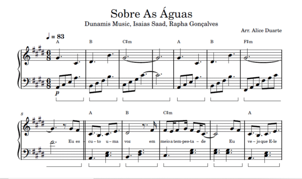 Sobre As Águas - Partitura para Piano