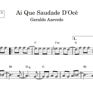 Ai Que Saudade D'Ocê - Partitura Facilitada