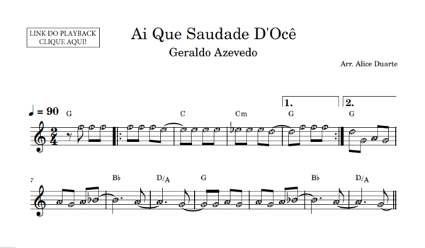Ai Que Saudade D'Ocê - Partitura Facilitada