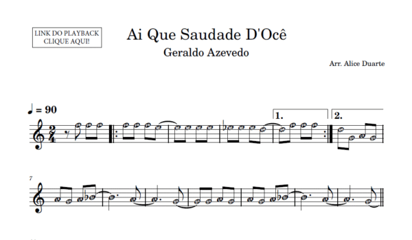 Ai Que Saudade D'Ocê - Partitura para Instrumentos em Sib