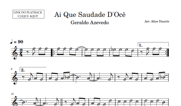Ai Que Saudade D'Ocê - Partitura para Sax Alto