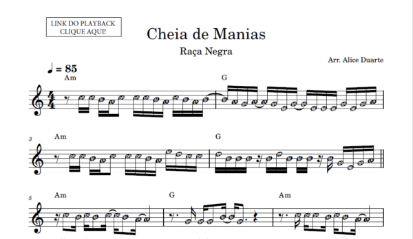 Cheia de Manias - Partitura Facilitada