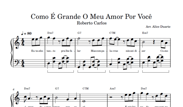 Como É Grande O Meu Amor Por Você - Partitura para Piano