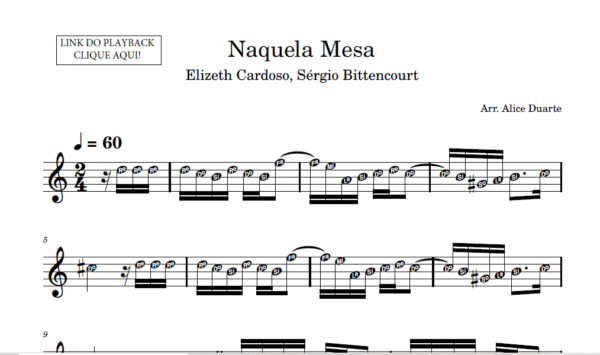 Naquela Mesa - Partitura para Sax Alto