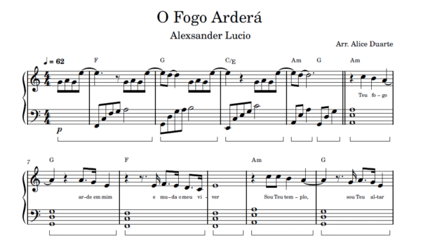 O Fogo Arderá - Partitura para Piano