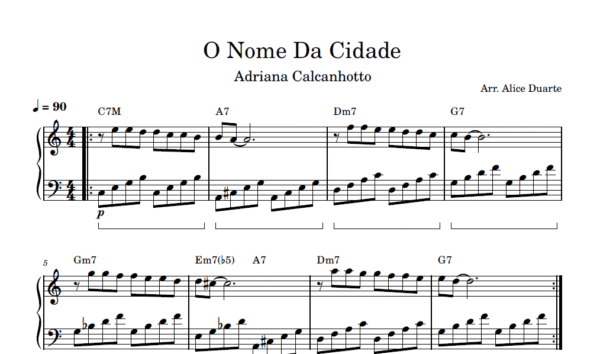 O Nome Da Cidade - Partitura de Piano
