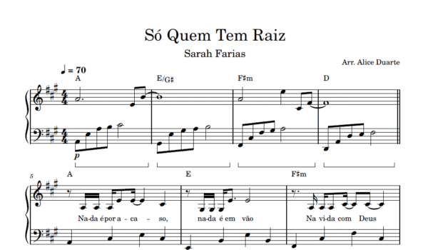 Só Quem Tem Raiz - Partitura para Piano