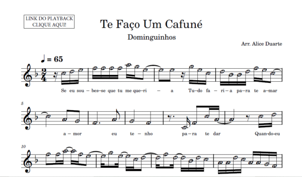 Te Faço Um Cafuné - Partitura para Sax Alto