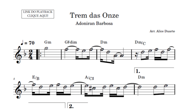 Trem das Onze - Partitura Facilitada