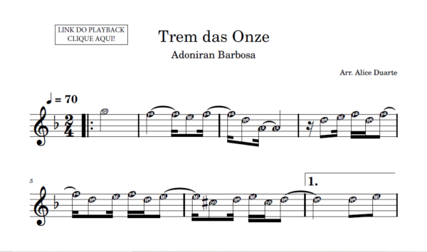 Trem das Onze - Partitura para Sax Alto