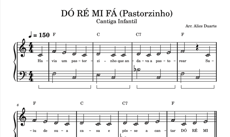DÓ RÉ MI FÁ – Partitura para Piano - (Cantiga Infantil)